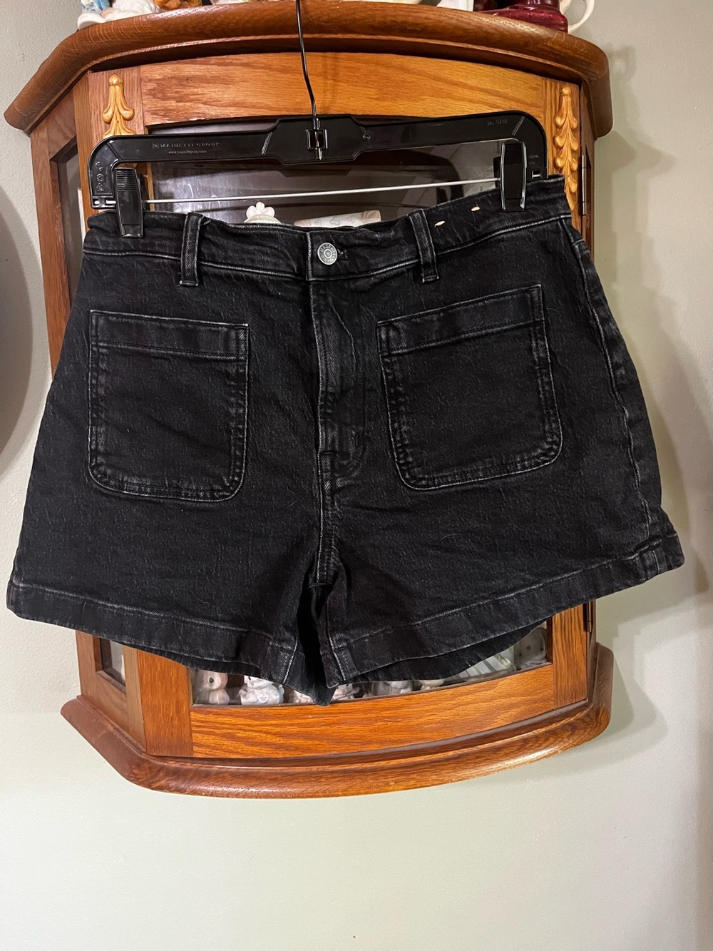Madewell Black High Rise Sailor Denim Jean Shorts Size 28 Stretch